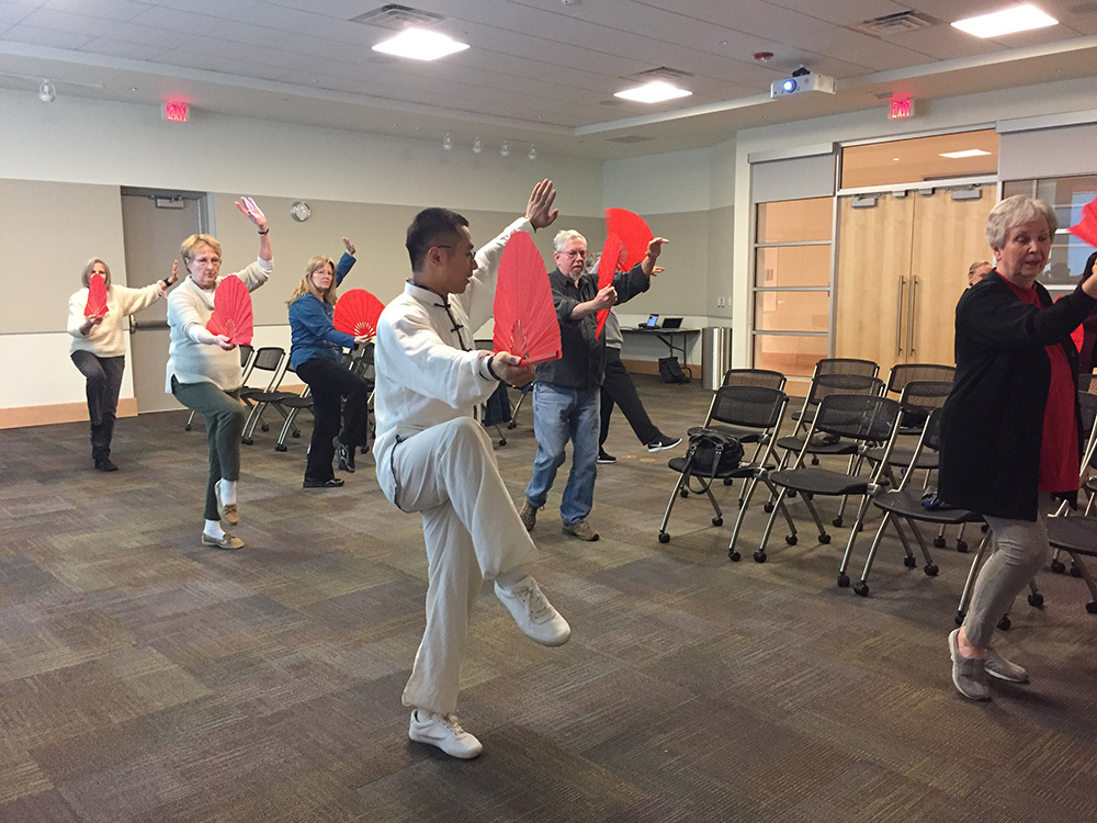 4. Xiusen Pan is instructing on Tachi Fan movements 4. Xiusen Pan is instructing on Tachi Fan movements