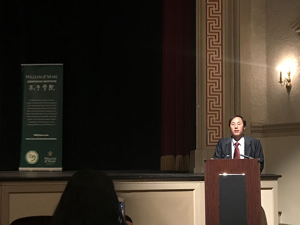 4. WMCI Chinese Director Deliang Wang delivers a speech prior to the film screening 4. WMCI Chinese Director Deliang Wang delivers a speech prior to the film screening